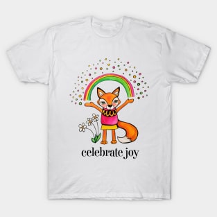 Celebrate Joy: Cute Fox Drawing Watercolor Illustration T-Shirt